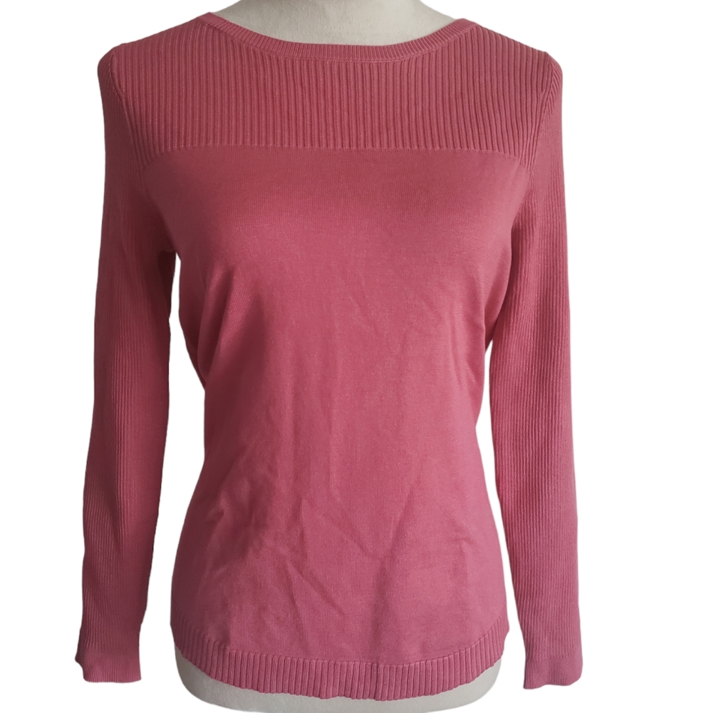 Cable & Gauge NWT Rose Ribbed Yoke Neck Top Size S